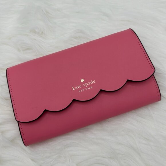 NWOT Kate Spade Gemma in Deep Hibiscus Smooth Leather Wallet on a Chain - Picture 2 of 15